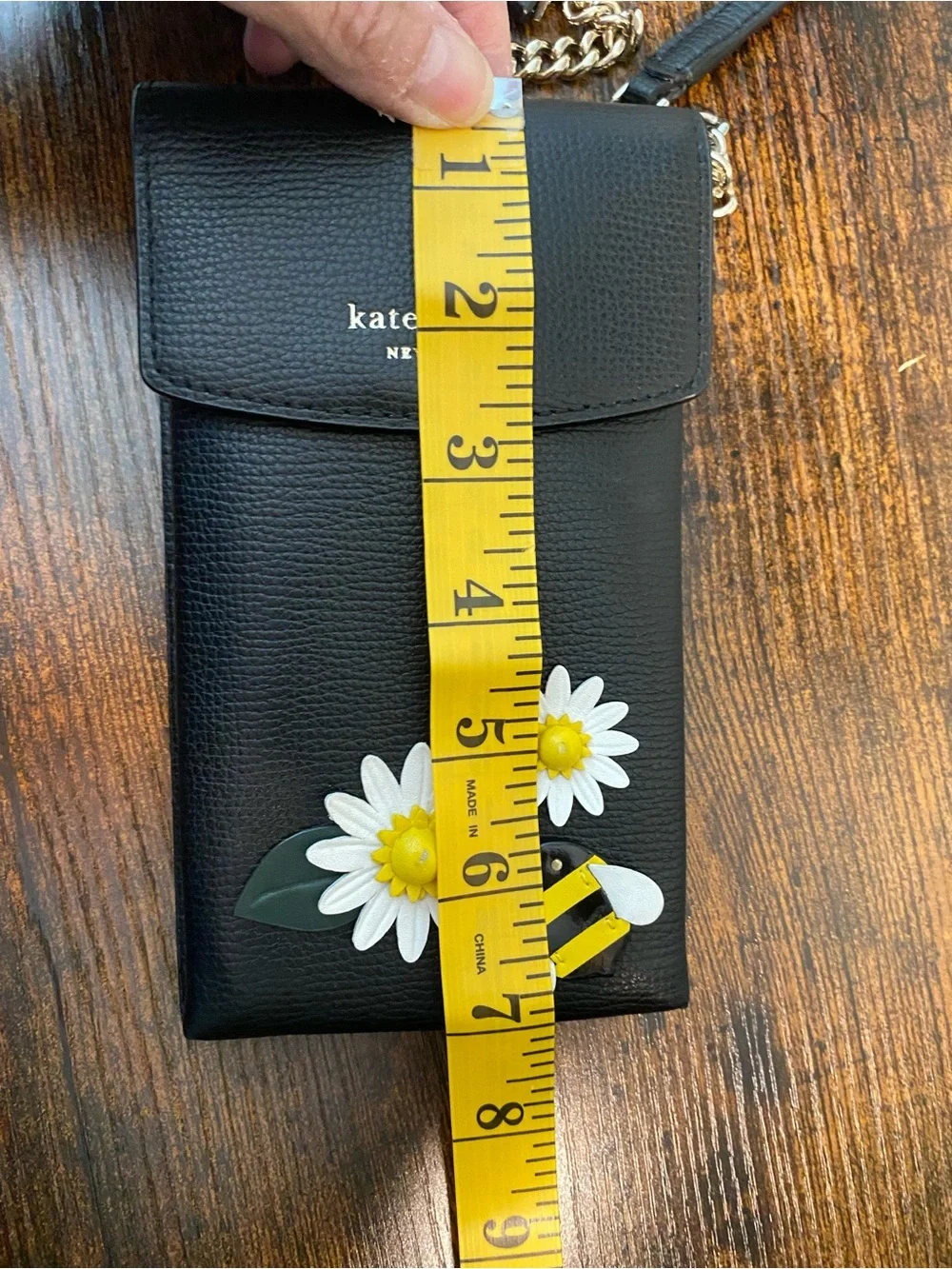 kate spade Black Daisy Bee Crossbody Phone Pouch